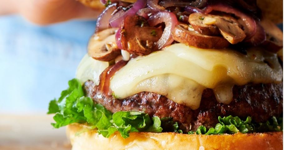062725 Swiss Mushroom Burger with Caramelized Onions